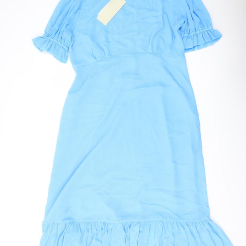 Finery Womens Blue Polyester A-Line Size 18 Mock Neck Zip