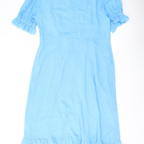 Finery Womens Blue Polyester A-Line Size 18 Mock Neck Zip