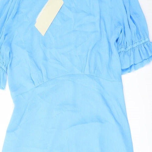 Finery Womens Blue Polyester A-Line Size 18 Mock Neck Zip