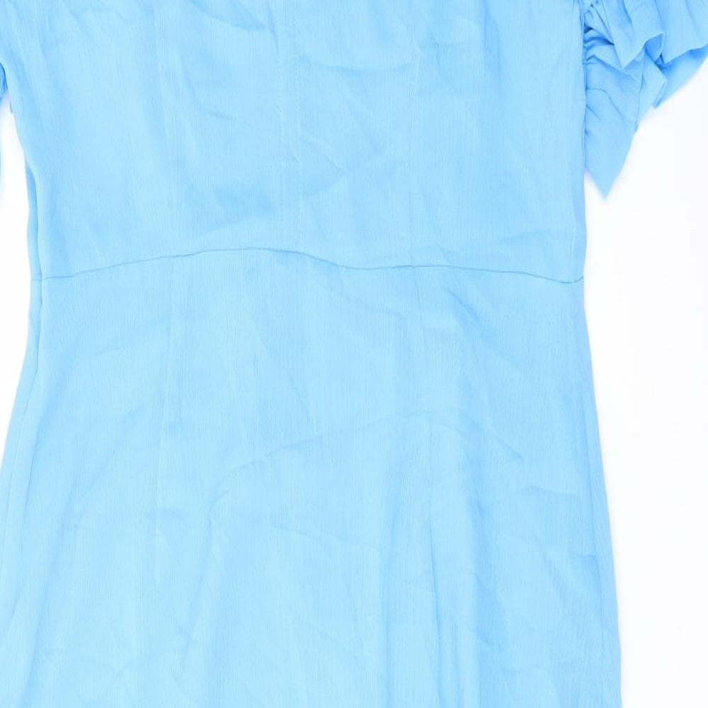 Finery Womens Blue Polyester A-Line Size 18 Mock Neck Zip