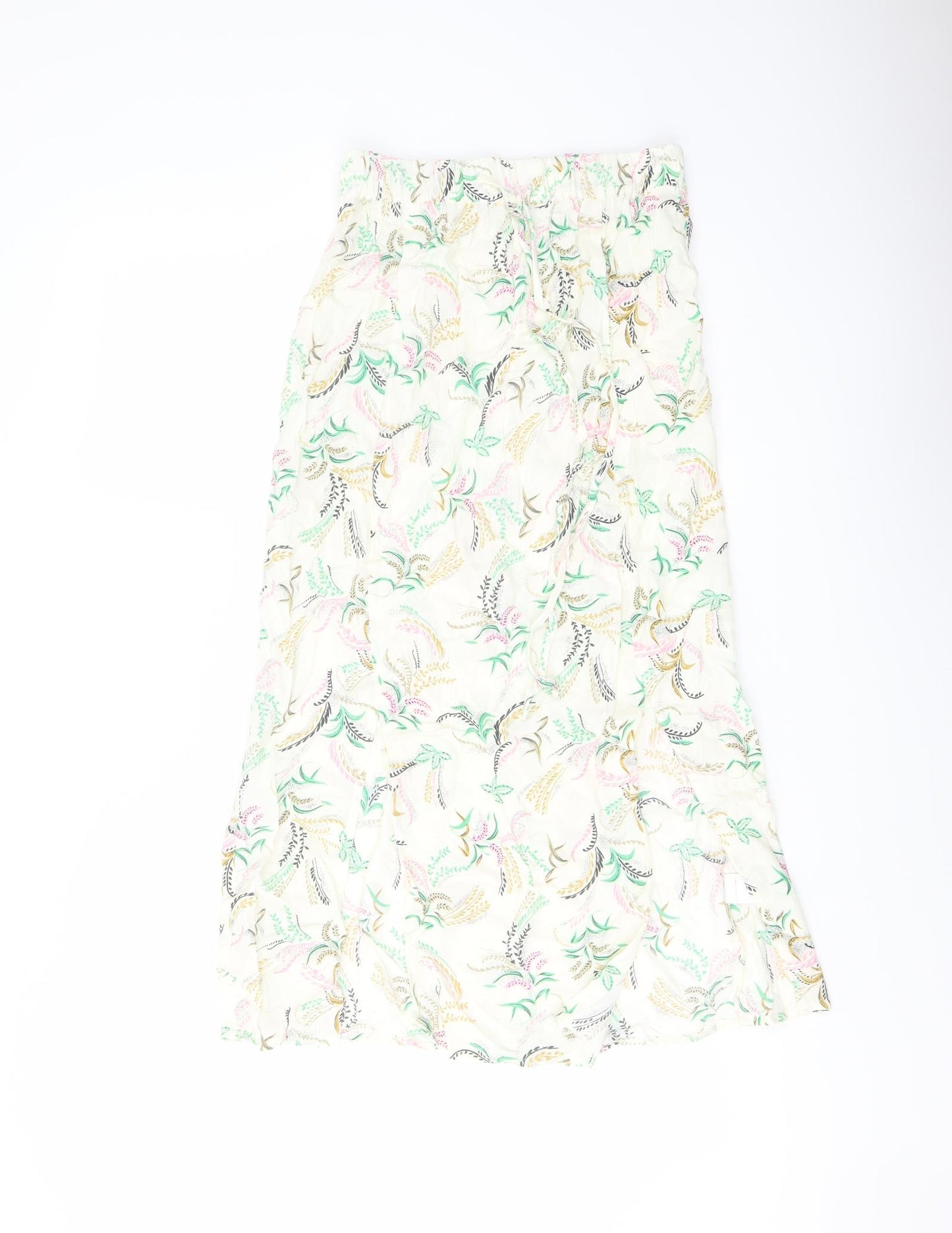 Marks and Spencer Womens Multicoloured Floral Viscose A-Line Skirt Size 6 Drawstring
