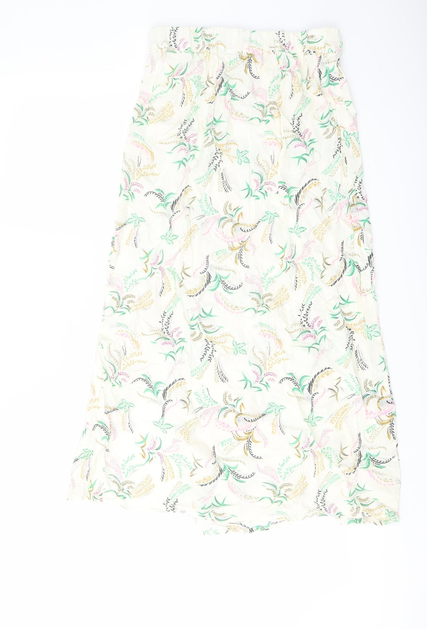 Marks and Spencer Womens Multicoloured Floral Viscose A-Line Skirt Size 6 Drawstring