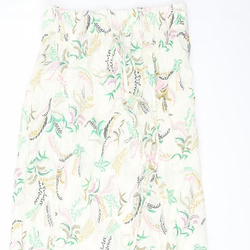 Marks and Spencer Womens Multicoloured Floral Viscose A-Line Skirt Size 6 Drawstring
