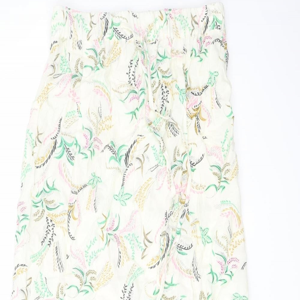Marks and Spencer Womens Multicoloured Floral Viscose A-Line Skirt Size 6 Drawstring
