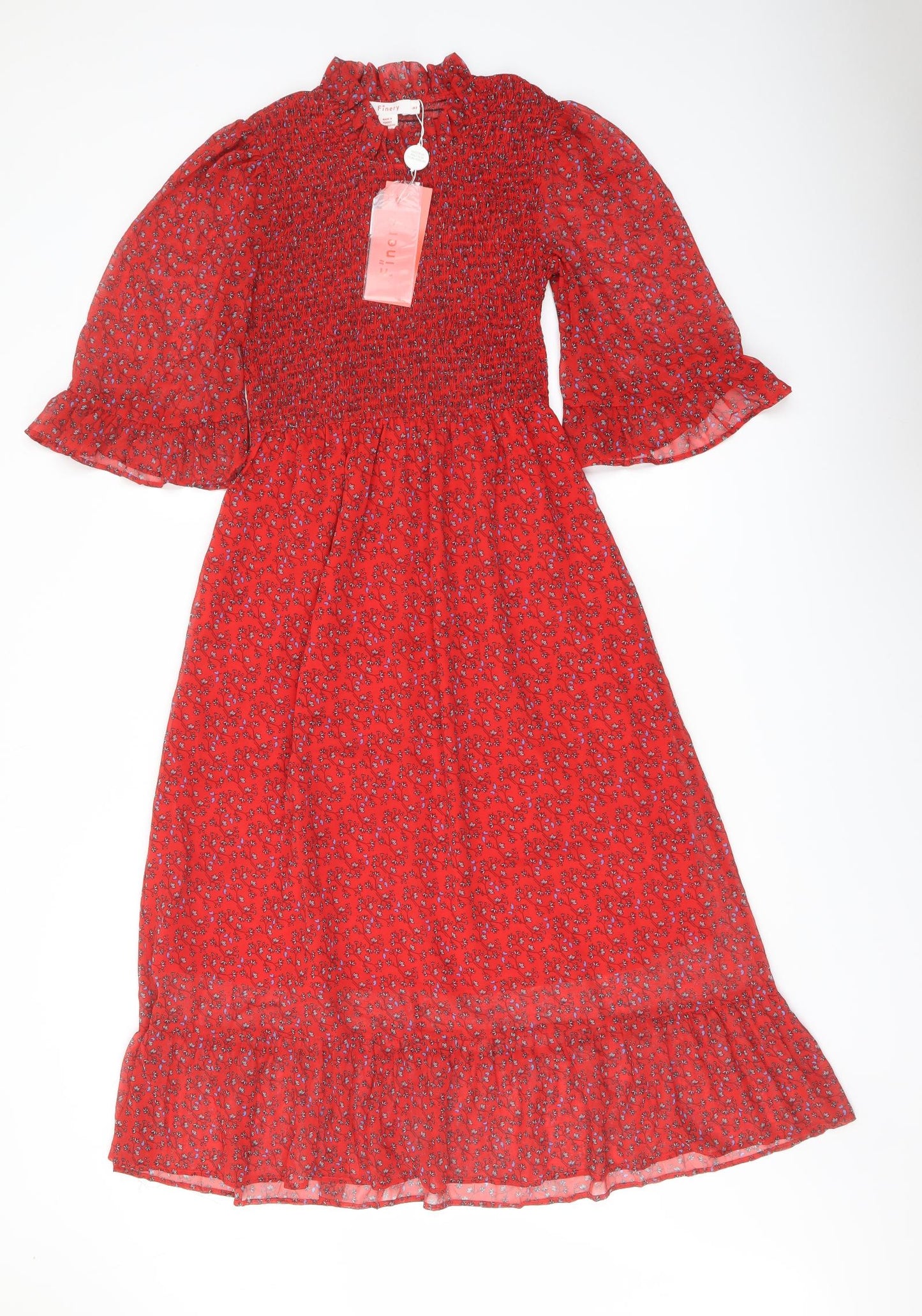 Finery Womens Red Floral Polyester A-Line Size 8 Mock Neck Pullover