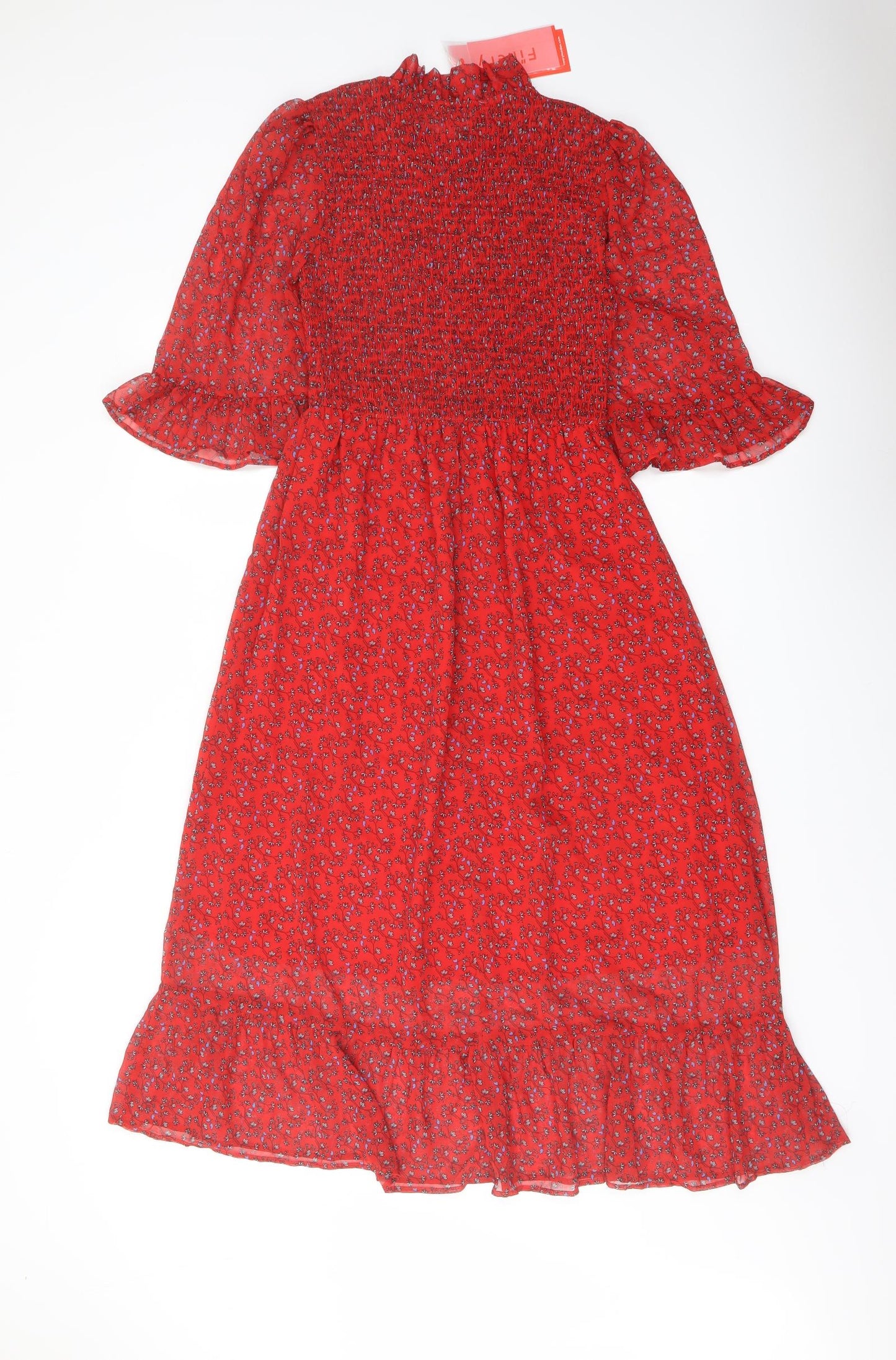 Finery Womens Red Floral Polyester A-Line Size 8 Mock Neck Pullover