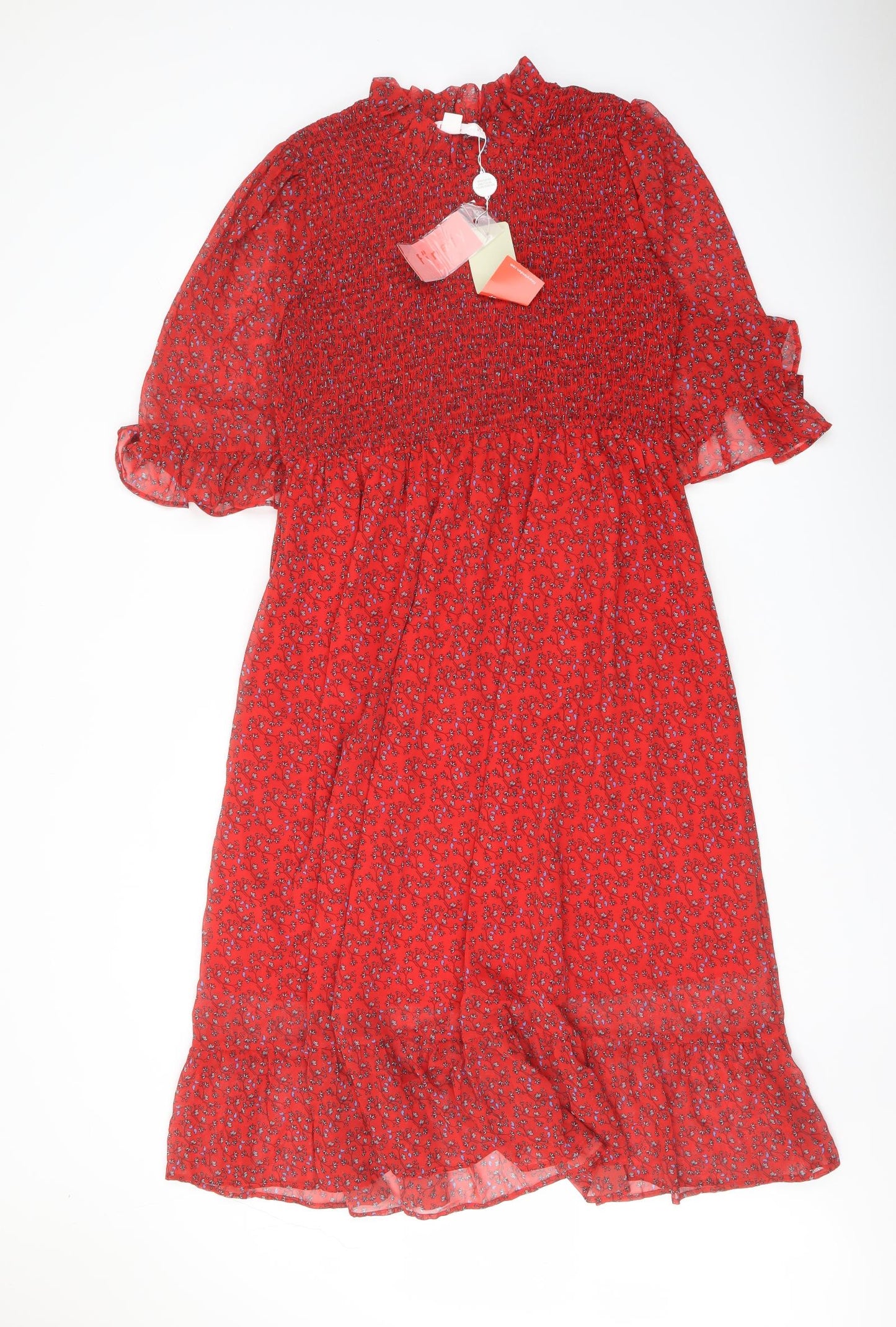 Finery Womens Red Floral Polyester A-Line Size 18 Mock Neck Pullover