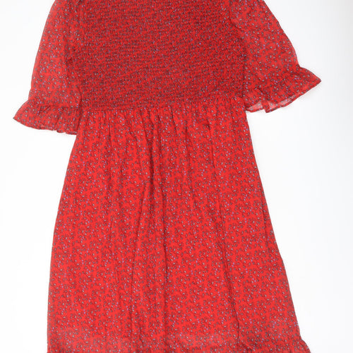 Finery Womens Red Floral Polyester A-Line Size 18 Mock Neck Pullover