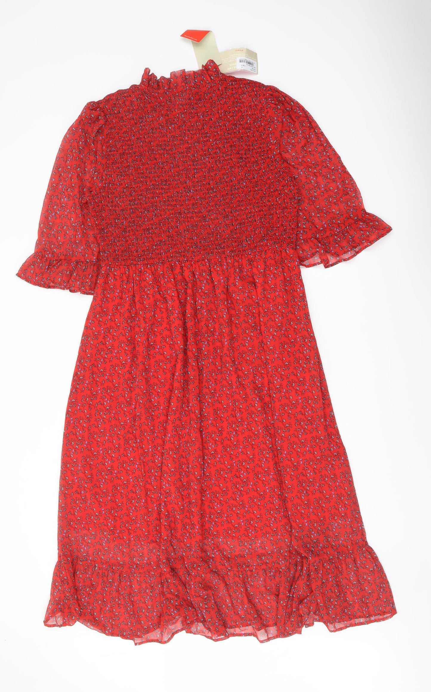 Finery Womens Red Floral Polyester A-Line Size 18 Mock Neck Pullover