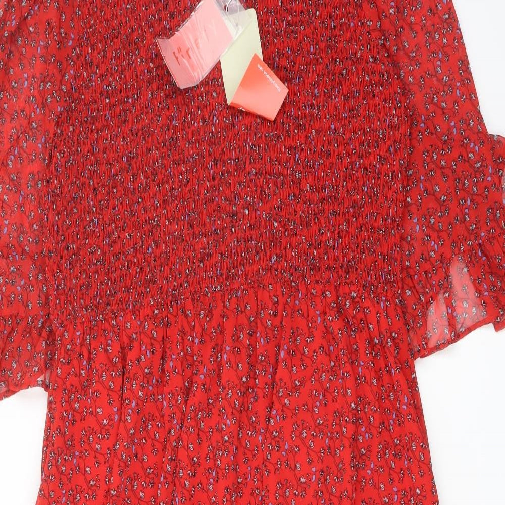 Finery Womens Red Floral Polyester A-Line Size 18 Mock Neck Pullover