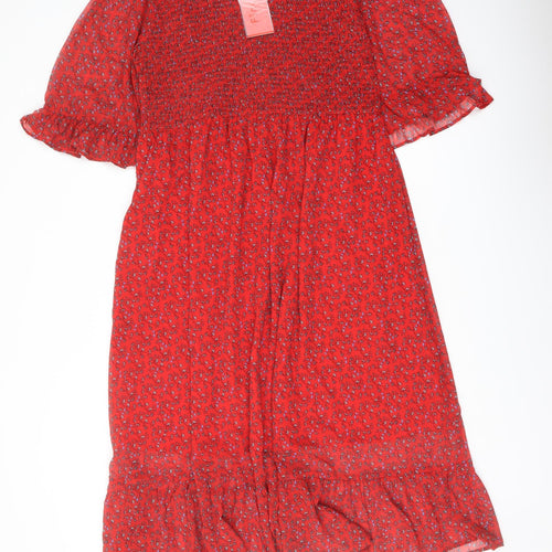 Finery Womens Red Floral Polyester A-Line Size 18 Mock Neck Pullover