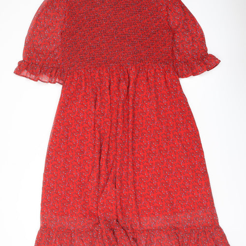 Finery Womens Red Floral Polyester A-Line Size 18 Mock Neck Pullover