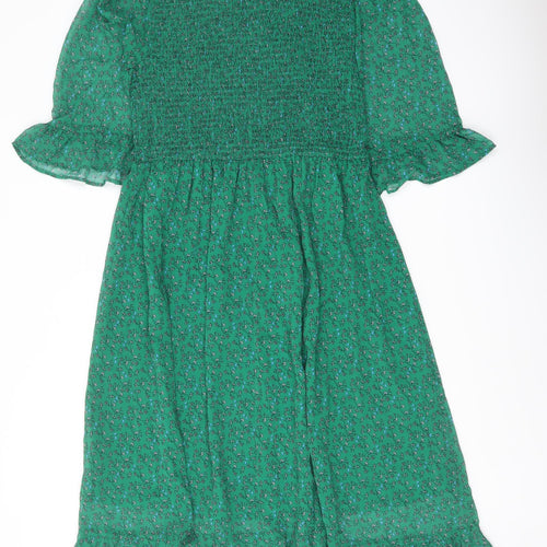 Finery Womens Green Floral Polyester A-Line Size 16 Mock Neck Pullover