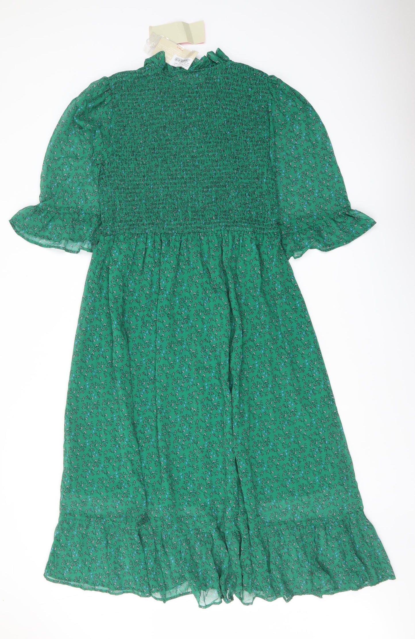 Finery Womens Green Floral Polyester A-Line Size 16 Mock Neck Pullover