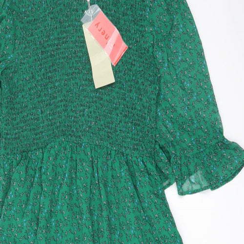 Finery Womens Green Floral Polyester A-Line Size 16 Mock Neck Pullover