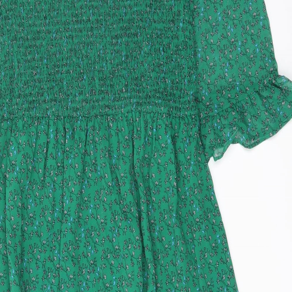 Finery Womens Green Floral Polyester A-Line Size 16 Mock Neck Pullover