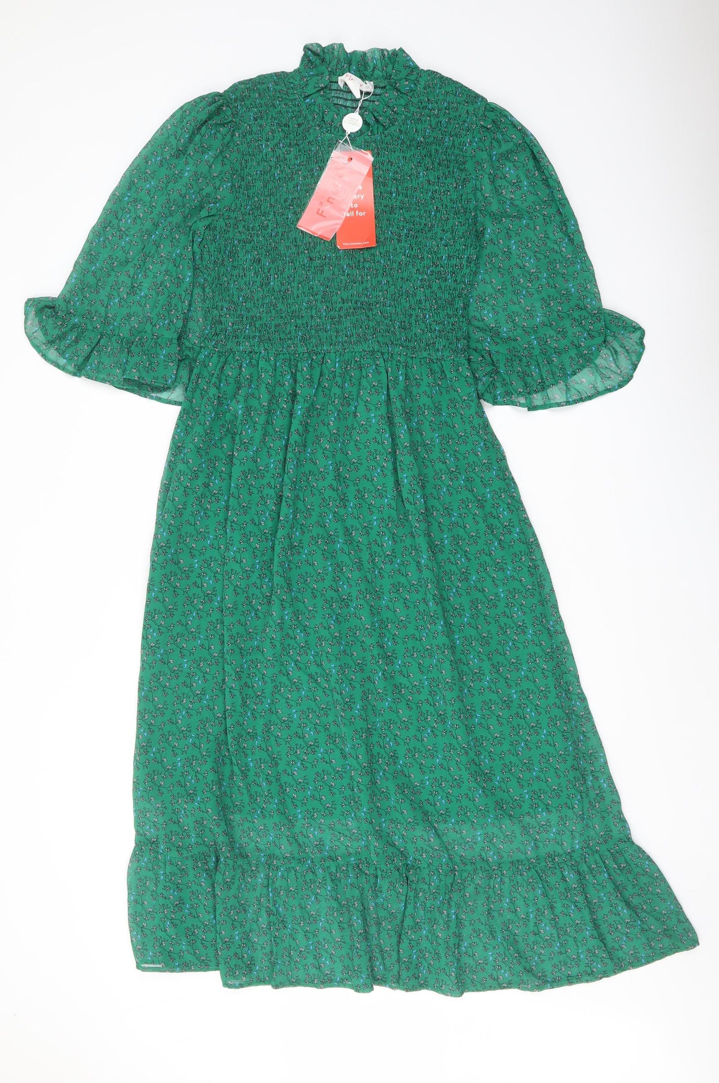 Finery Womens Green Floral Polyester A-Line Size 10 Mock Neck Pullover