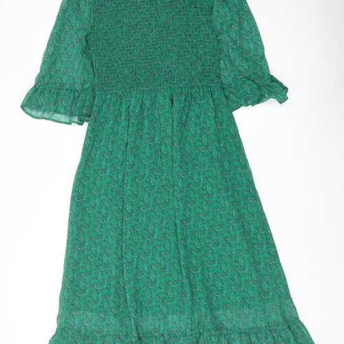Finery Womens Green Floral Polyester A-Line Size 10 Mock Neck Pullover