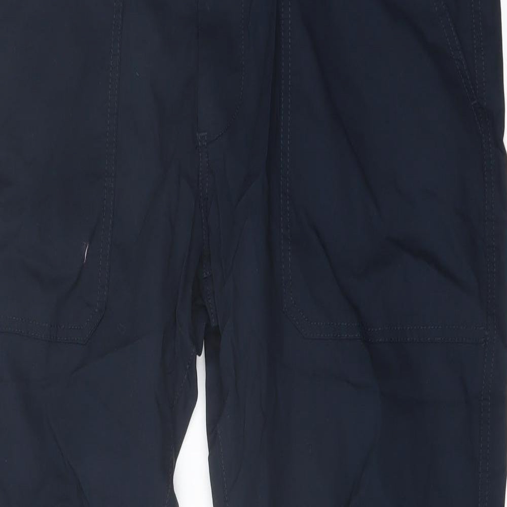 Marks and Spencer Mens Blue Cotton Cargo Trousers Size 38 in L29 in Regular Button