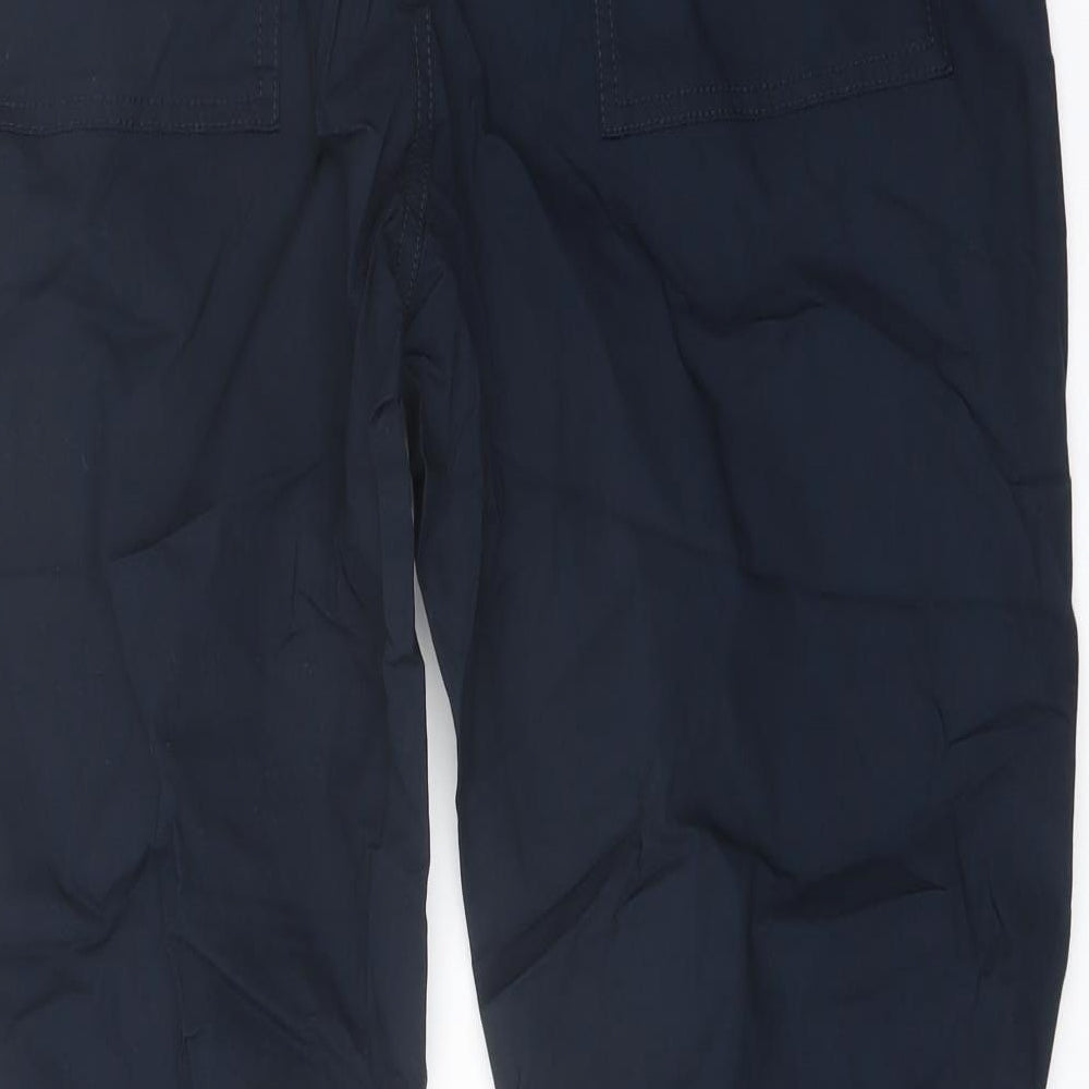 Marks and Spencer Mens Blue Cotton Cargo Trousers Size 38 in L29 in Regular Button