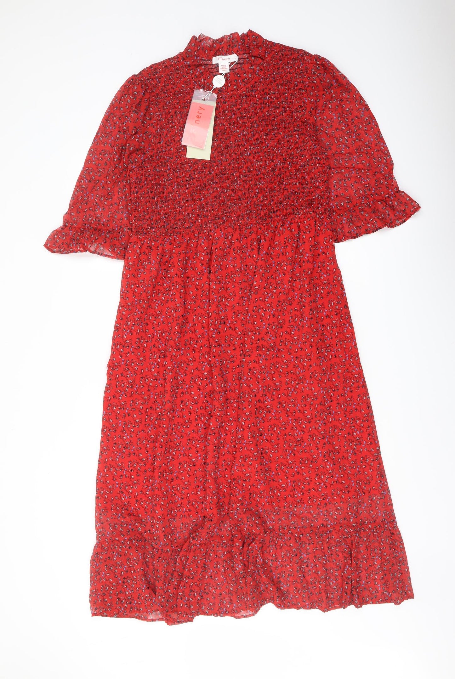 Finery Womens Red Floral Polyester A-Line Size 16 Mock Neck Pullover