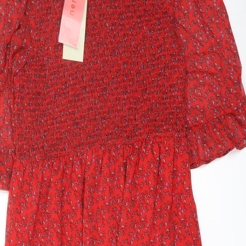 Finery Womens Red Floral Polyester A-Line Size 16 Mock Neck Pullover