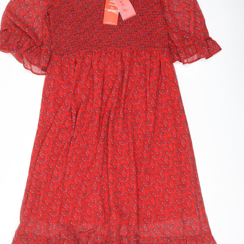 Finery Womens Red Floral Polyester A-Line Size 16 Mock Neck Pullover