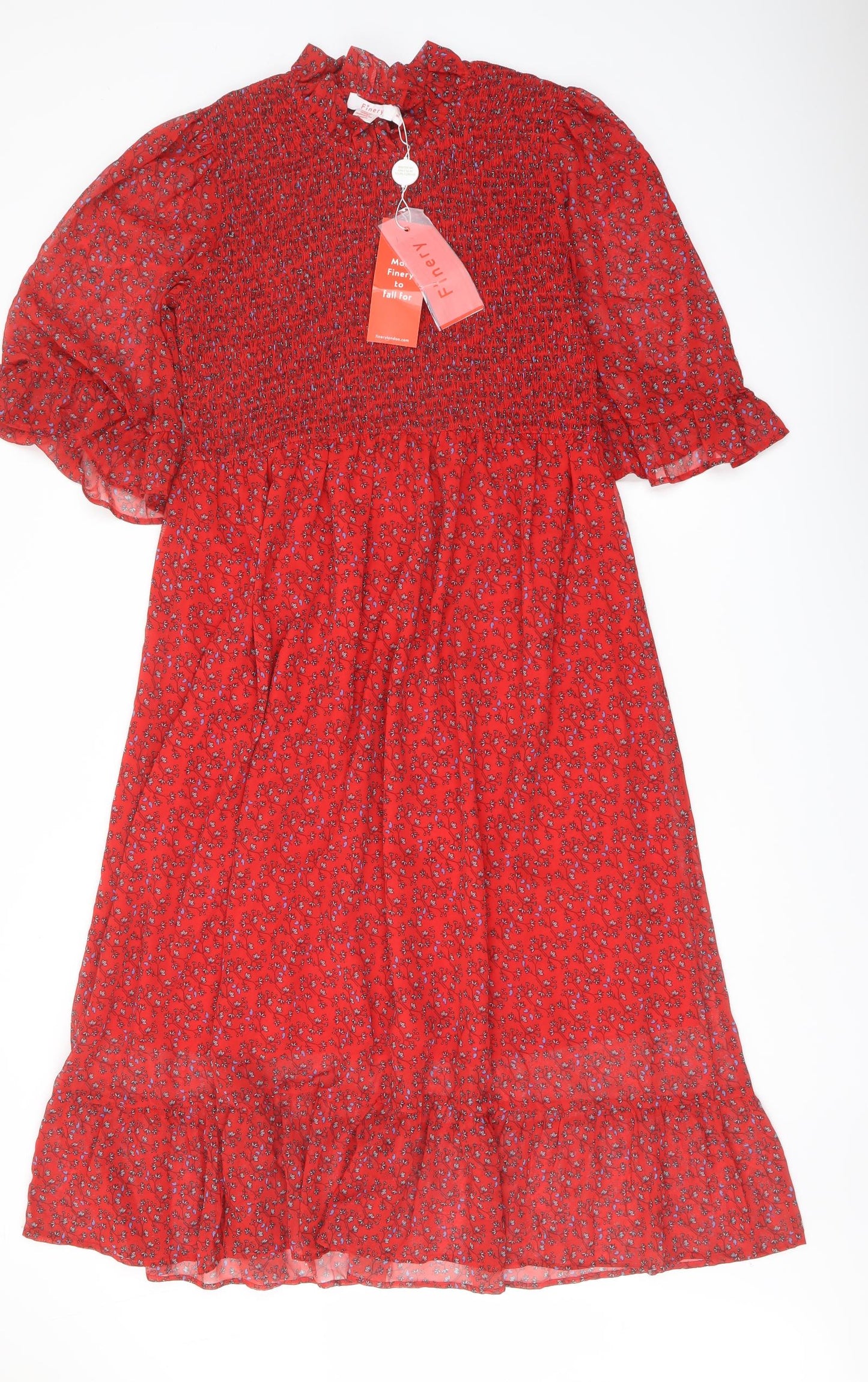 Finery Womens Red Floral Polyester A-Line Size 16 Mock Neck Pullover