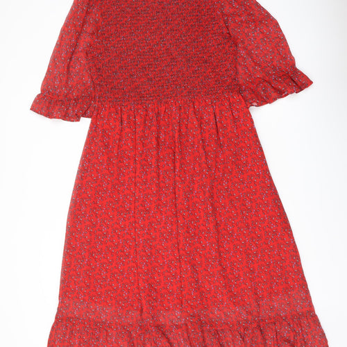 Finery Womens Red Floral Polyester A-Line Size 16 Mock Neck Pullover