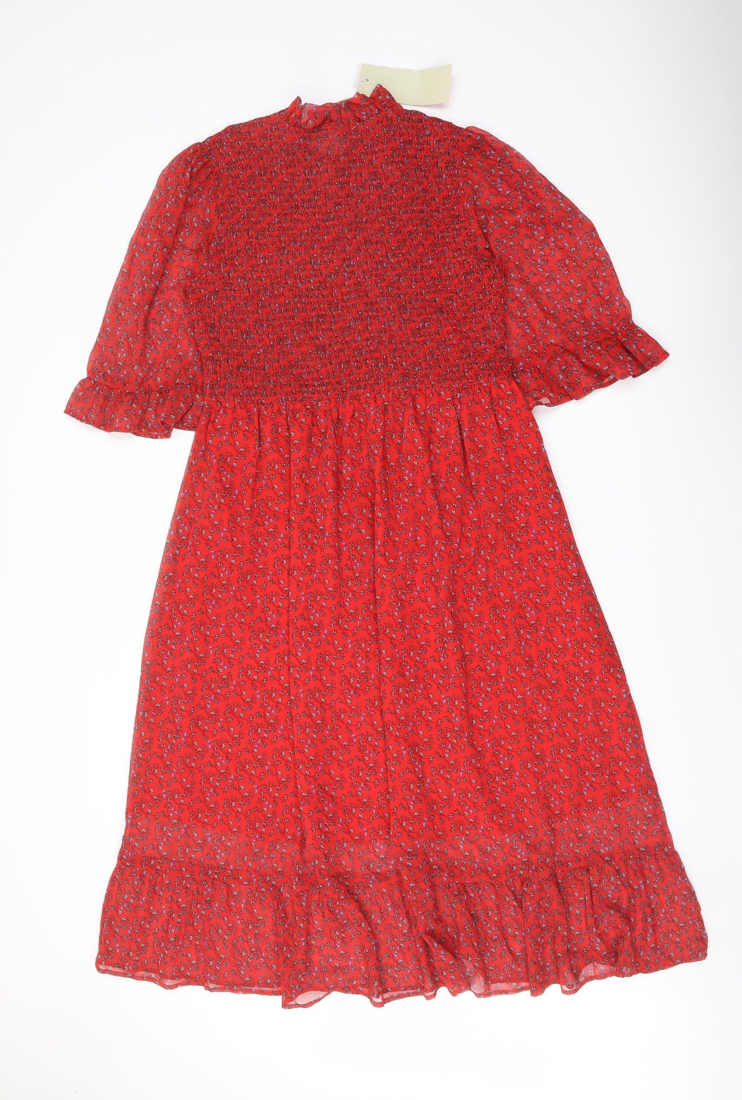 Finery Womens Red Floral Polyester A-Line Size 16 Mock Neck Pullover