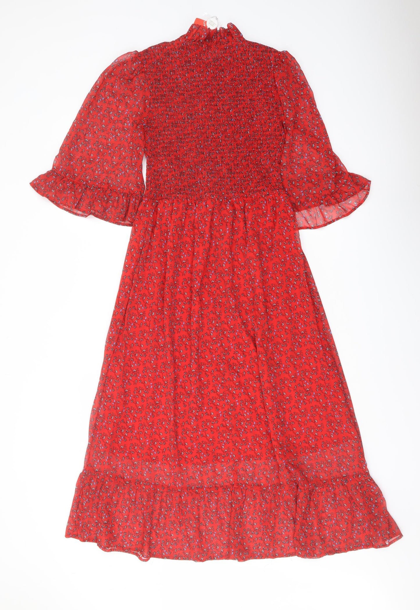 Finery Womens Red Floral Polyester A-Line Size 8 Mock Neck Pullover