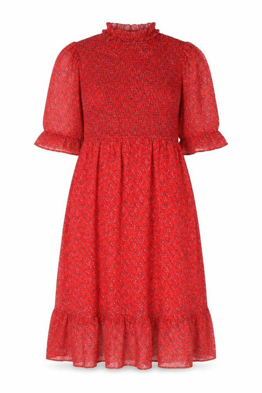 Front view of Finery1 women’s red floral polyester a-line, size UK 16, mock neck pullover