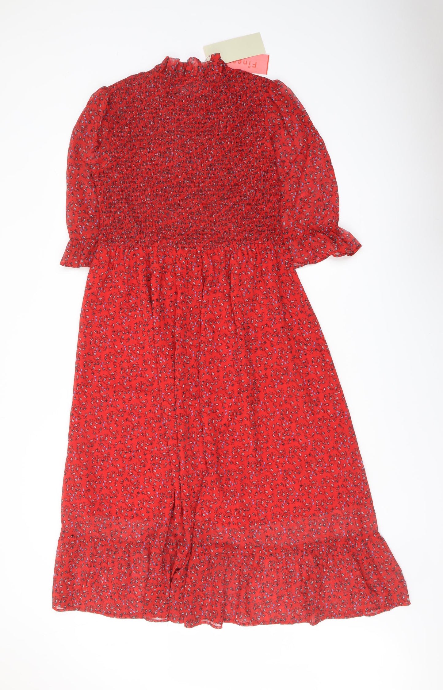 Finery1 Womens Red Floral Polyester A-Line Size 16 Mock Neck Pullover