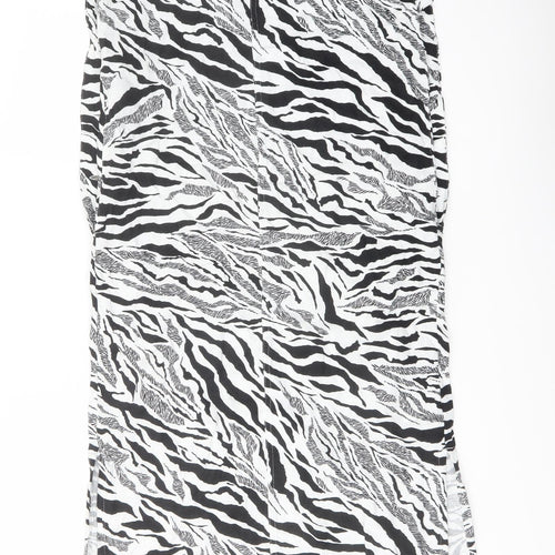 Marks and Spencer Womens White Animal Print Linen Trapeze & Swing Size 6 Round Neck Button