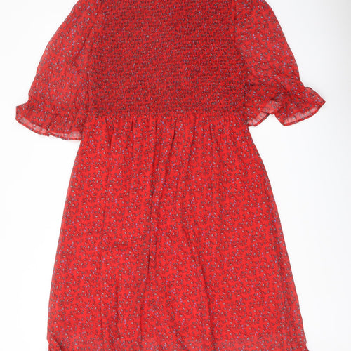 Finery Womens Red Floral Polyester A-Line Size 16 Mock Neck Pullover