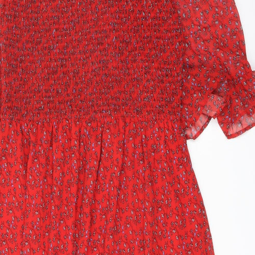 Finery Womens Red Floral Polyester A-Line Size 16 Mock Neck Pullover
