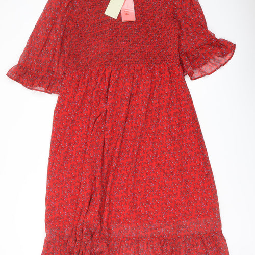Finery Womens Red Floral Polyester A-Line Size 18 Mock Neck Pullover