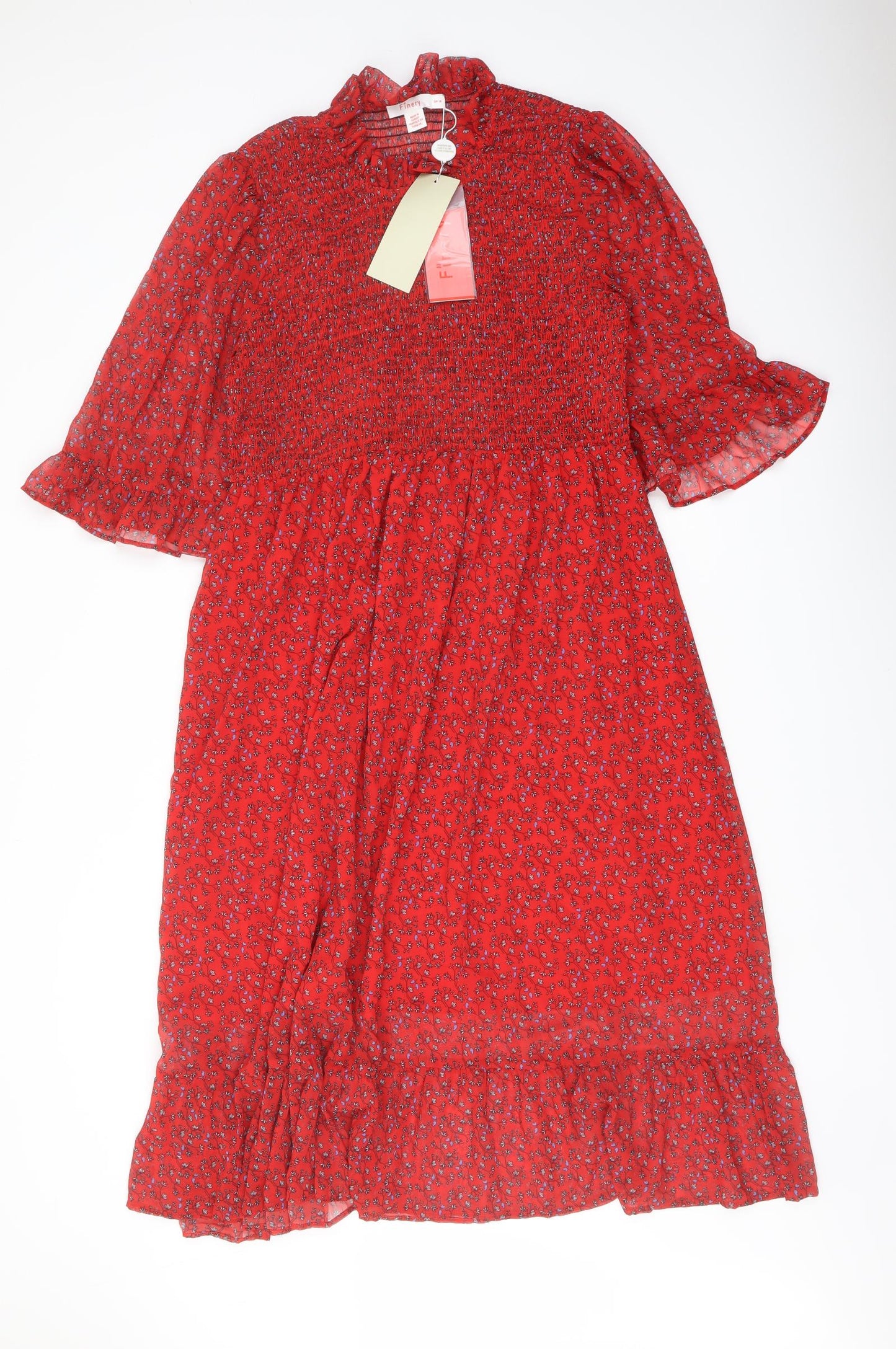 Finery Womens Red Floral Polyester A-Line Size 18 Mock Neck Pullover