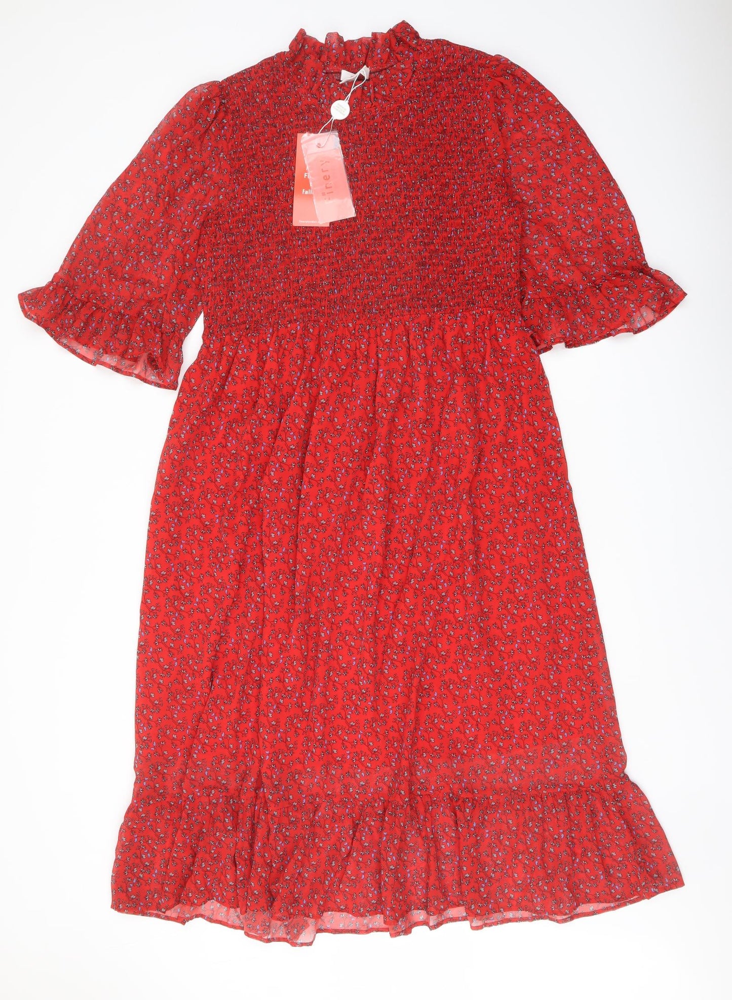 Finery Womens Red Floral Polyester A-Line Size 18 Mock Neck Pullover