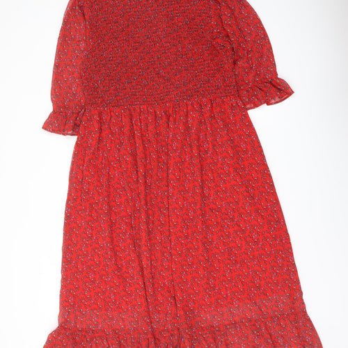 Finery Womens Red Floral Polyester A-Line Size 18 Mock Neck Pullover
