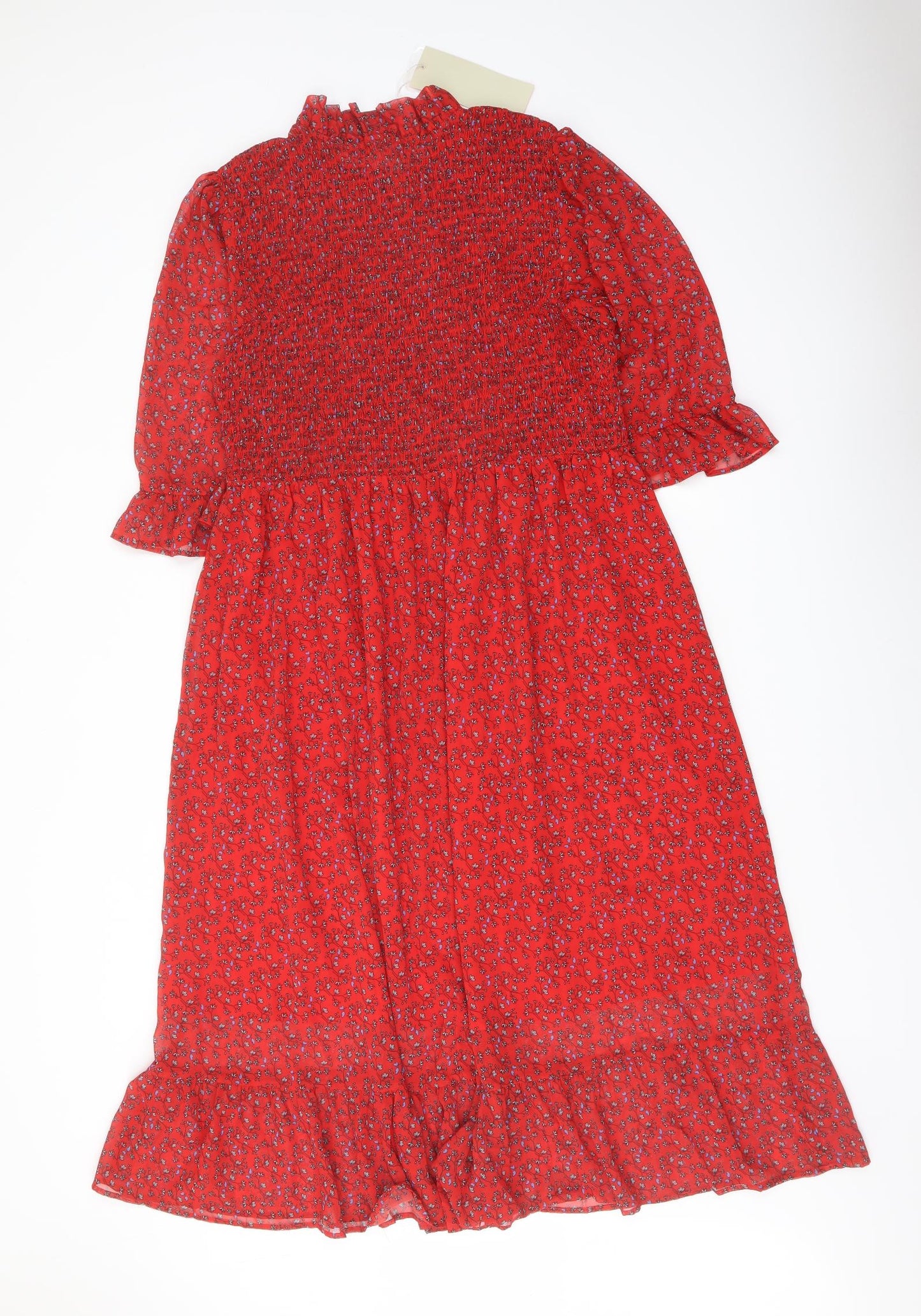 Finery Womens Red Floral Polyester A-Line Size 18 Mock Neck Pullover