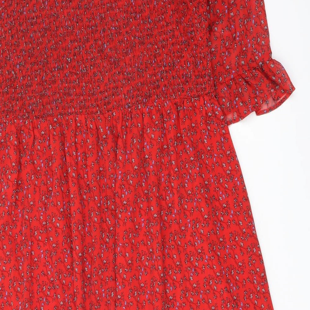 Finery Womens Red Floral Polyester A-Line Size 18 Mock Neck Pullover