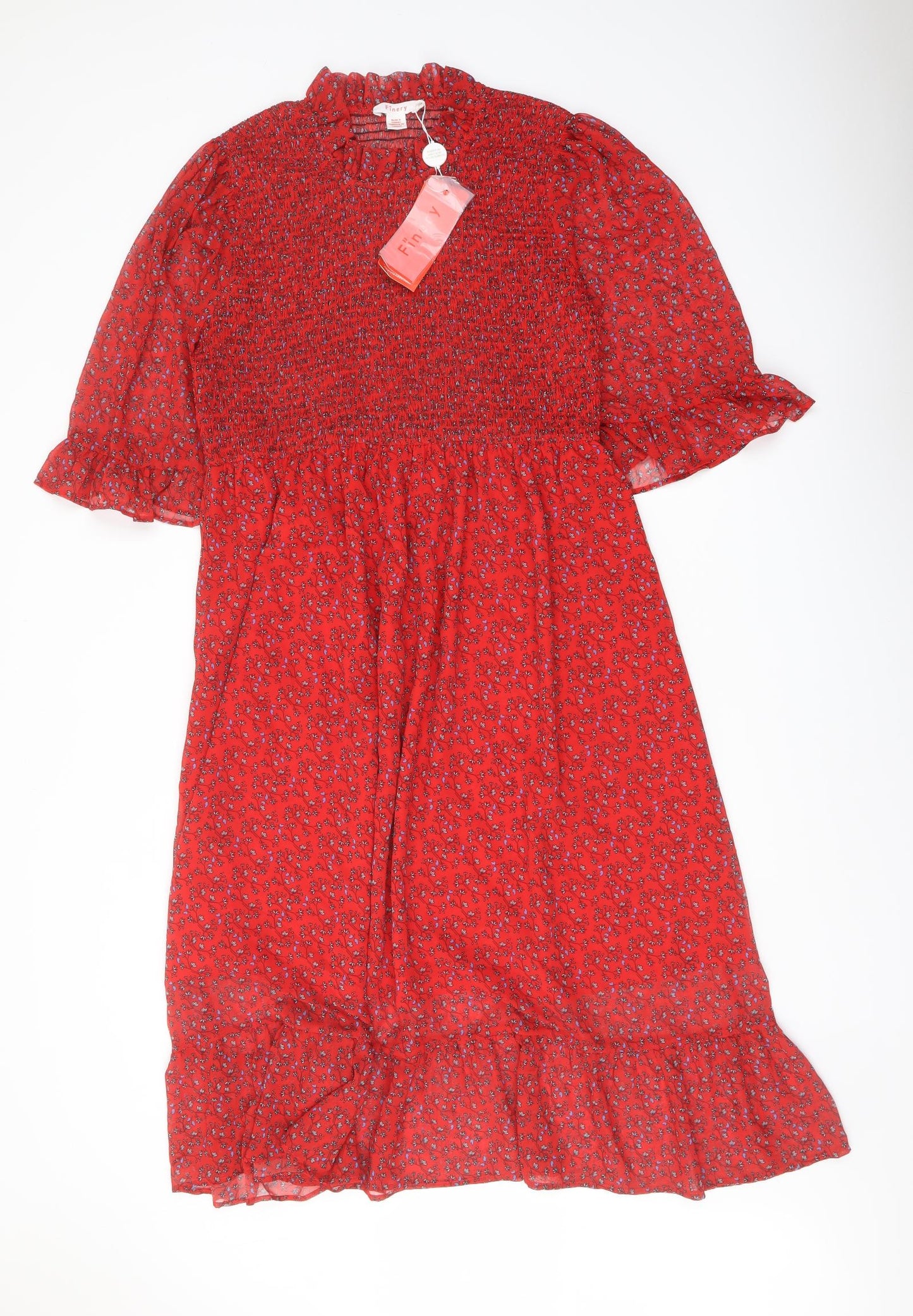 Finery Womens Red Floral Polyester A-Line Size 18 Mock Neck Pullover