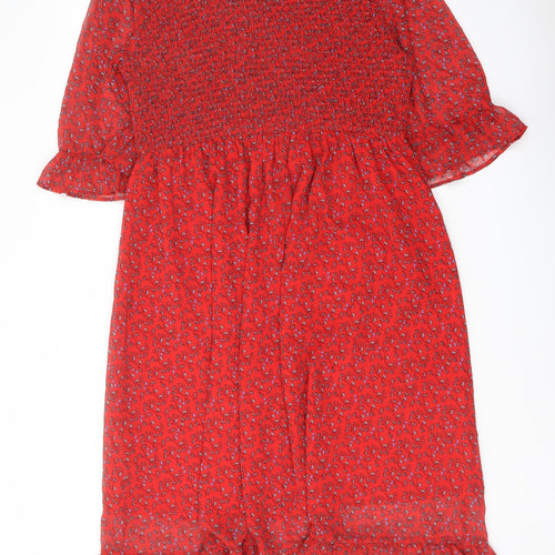 Finery Womens Red Floral Polyester A-Line Size 18 Mock Neck Pullover
