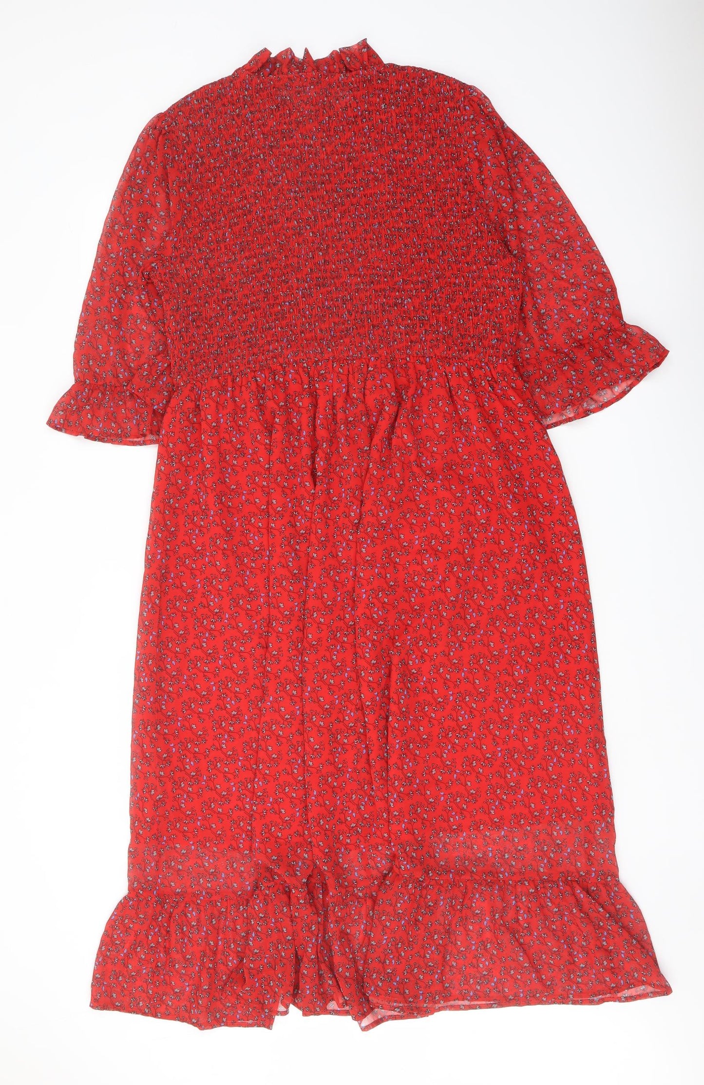 Finery Womens Red Floral Polyester A-Line Size 18 Mock Neck Pullover
