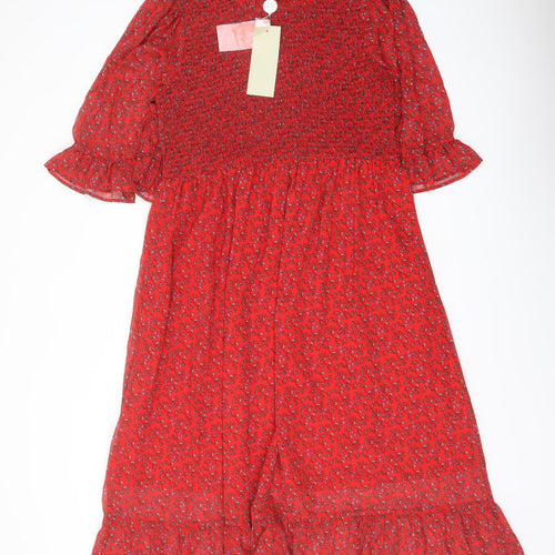 Finery Womens Red Floral Polyester A-Line Size 18 Mock Neck Pullover