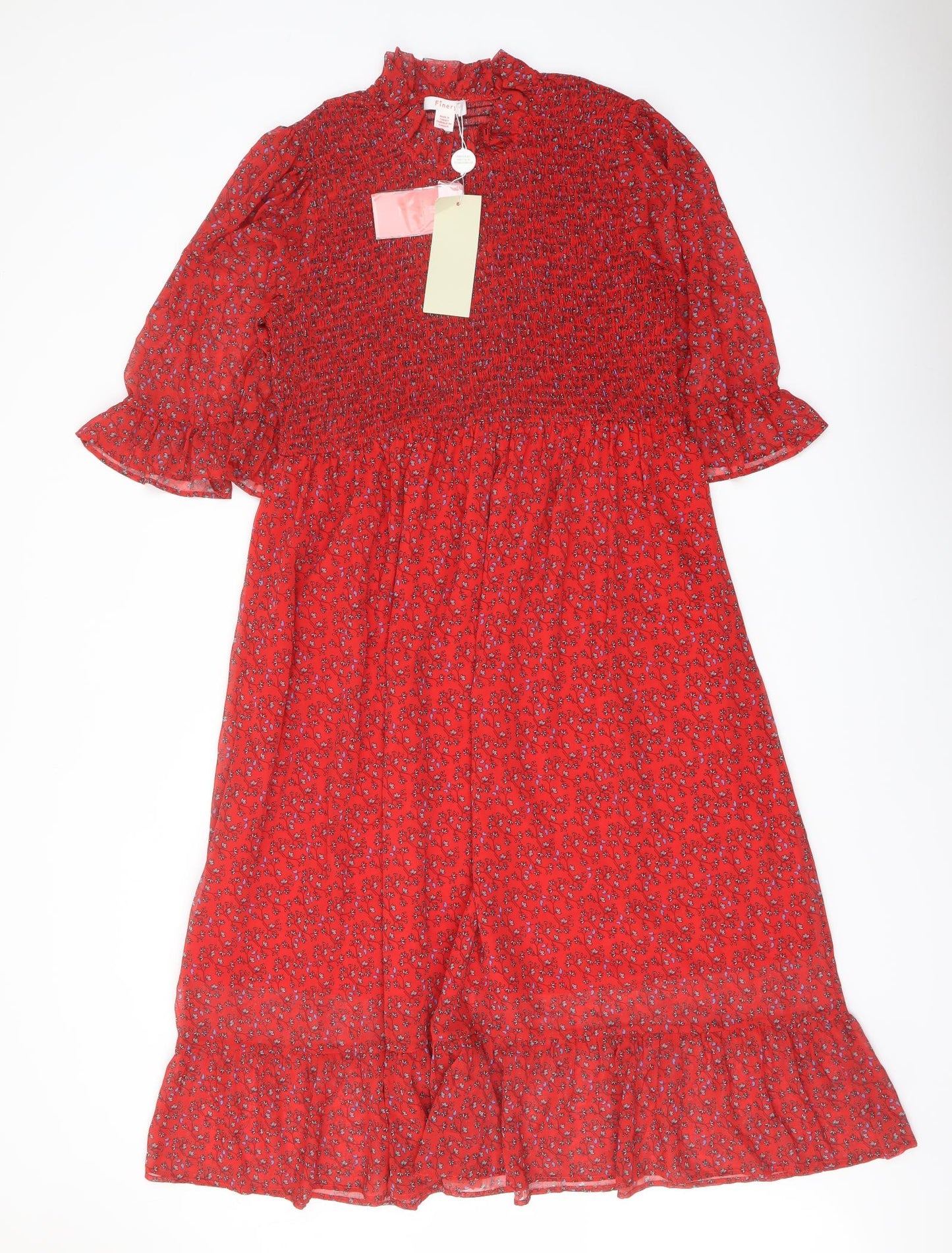 Finery Womens Red Floral Polyester A-Line Size 18 Mock Neck Pullover