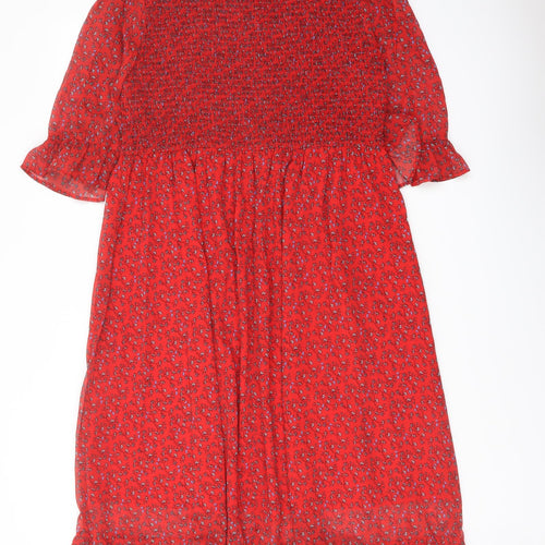 Finery Womens Red Floral Polyester A-Line Size 18 Mock Neck Pullover