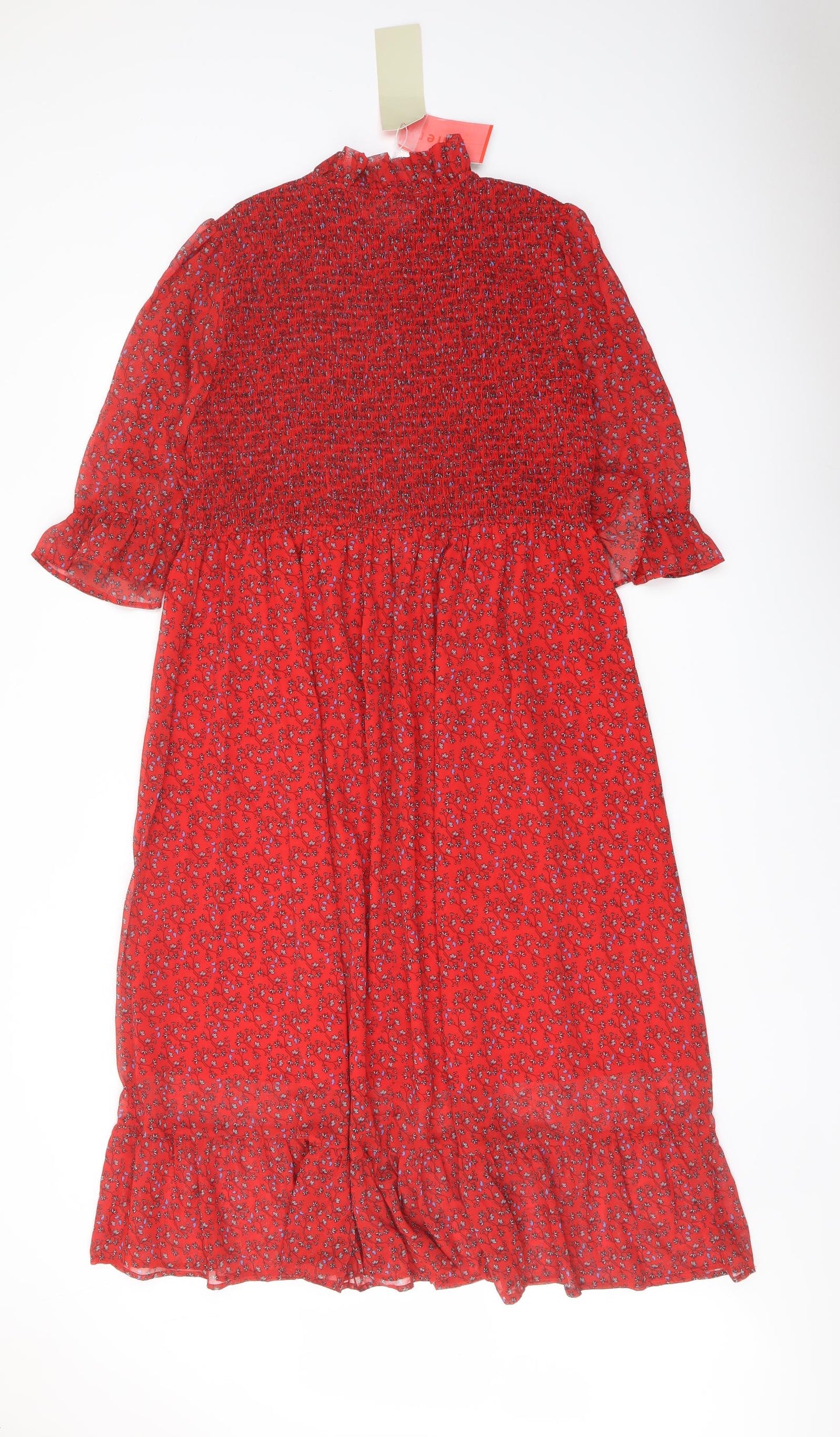 Finery Womens Red Floral Polyester A-Line Size 18 Mock Neck Pullover