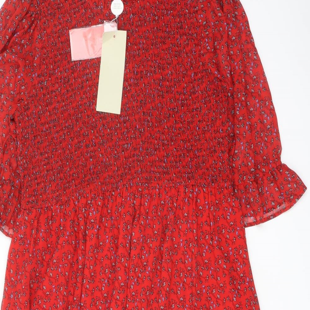 Finery Womens Red Floral Polyester A-Line Size 18 Mock Neck Pullover